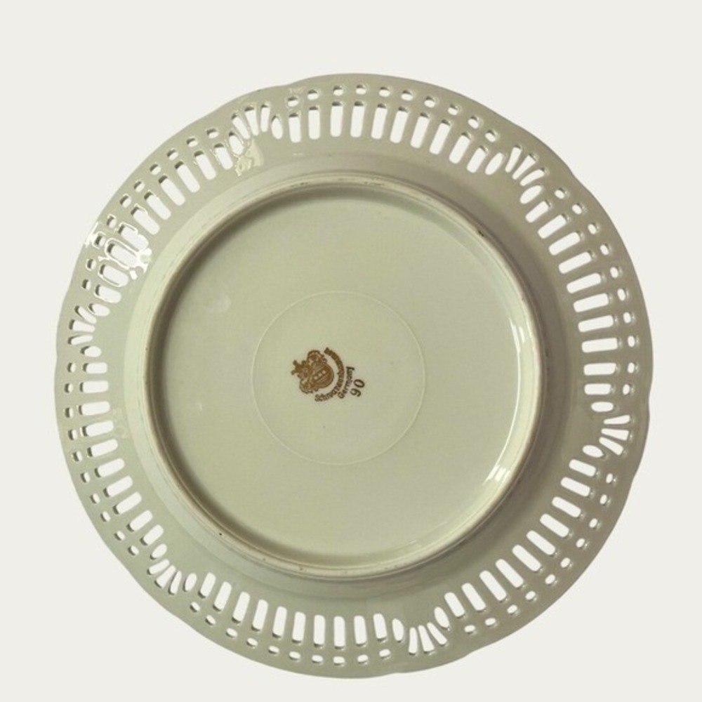 Vintage Schruarzenhammer Bavaria Germany Reticulated Bread Butter Plate Fruit - Picture 6 of 9